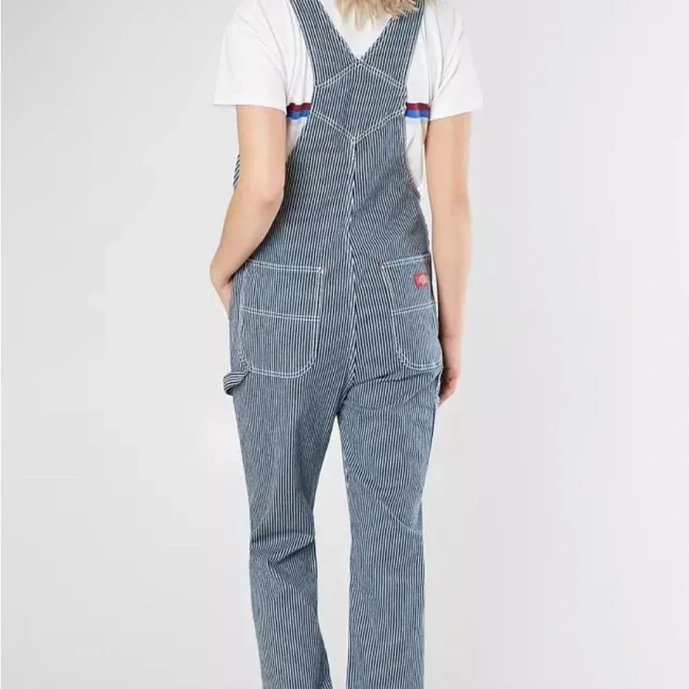 Dickies Women's Hickory Navy/White Striped Overalls Size X-Large - Picture 2 of 9